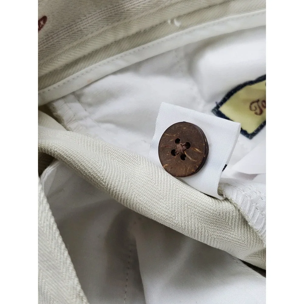 Tommy Bahama Men Pants 35 Cream Silk Spandex Dress Pants Twill Relax READ